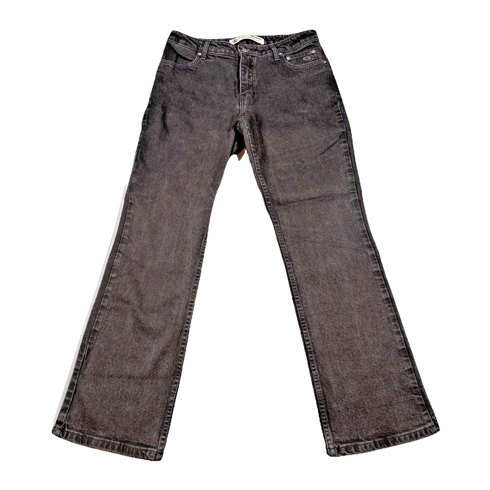 Harley Davidson Bootcut Jeans Womens 12 Black Faded Denim Logo 99011-05VW